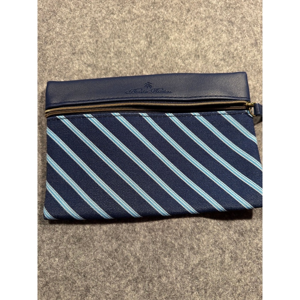 Brooks Brothers United Airlines Amenity Pouch Navy Blue Striped Travel Bag Case